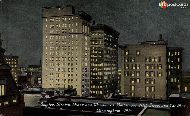 Pictures of Birmingham, Alabama, United States: Empire, Brown-Marx and Woodward Buildings. 20th St. and 1st. Ave.