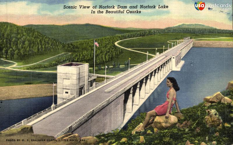 Scenic View of Norfork Dam and Norfork Lake