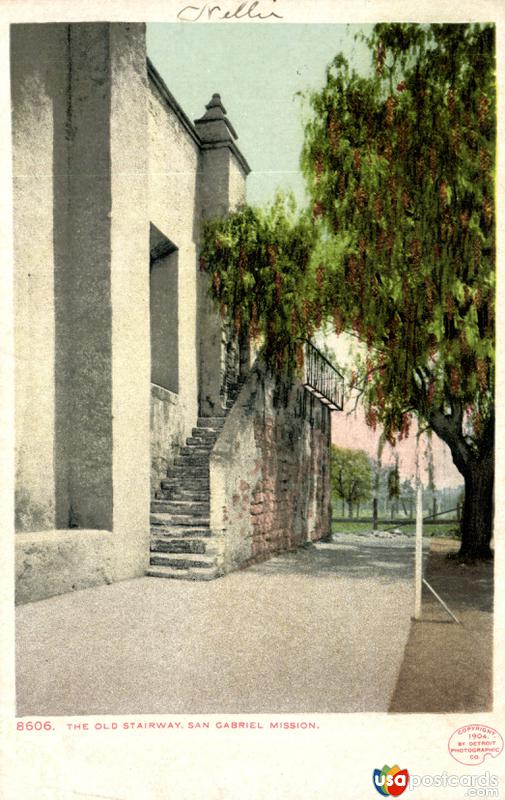 The Old Stairway. San Gabriel Mission