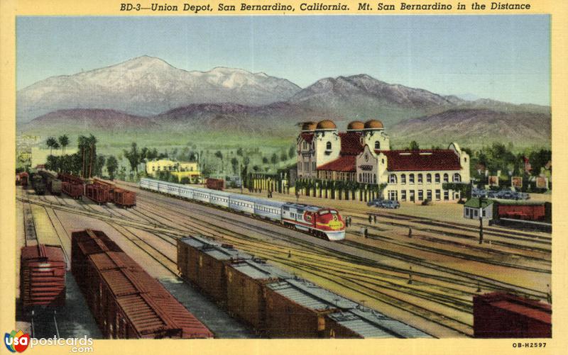 Union Depot. Mt. San Bernardino in the Distance