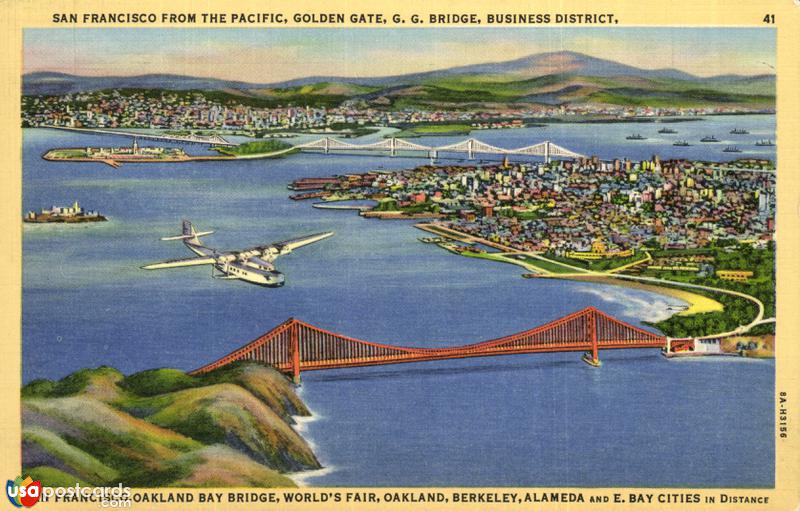 San Franscisco from The Pacific, Golden Gate, G. G. Bridge, Business District