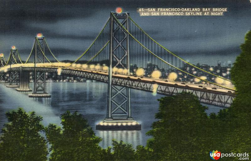 San Francisco-Oakland Bay Bridge and San Francisco Skyline at Night