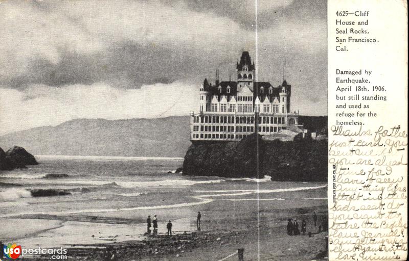 Cliff House and Seal Rocks. Damaged by Earthquake. April 18th. 1906