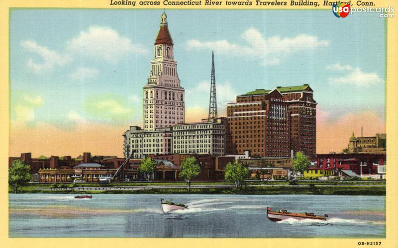 Looking across Connecticut River towards Travelers Building