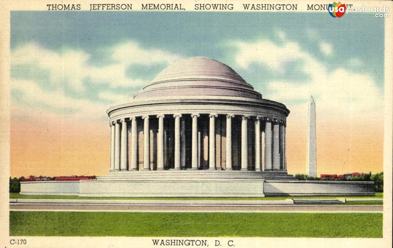 Thomas Jefferson Memorial, showing Washington Monument