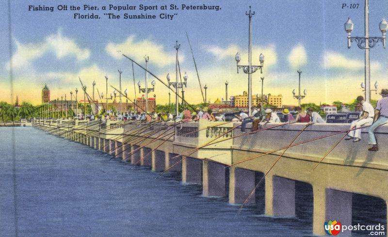 Fishing Off the Pier, a Popular Sport at St. Petersburg