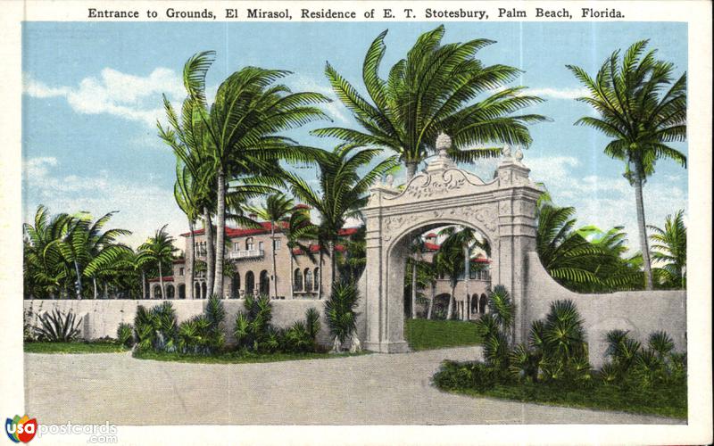 Entrance to Grounds, El Mirasol, Residence of E. T. Stotesbury