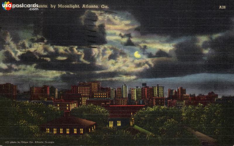 Skyline of Atlanta by Moonlight