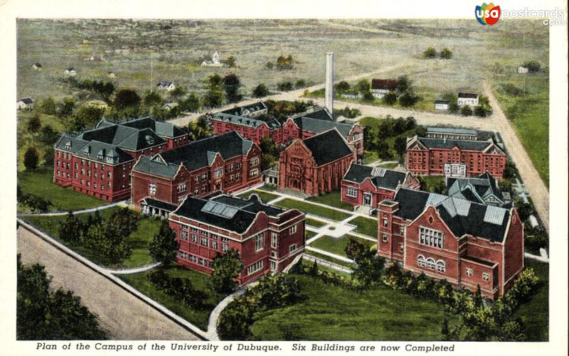 Pictures of Dubuque, Iowa, United States: Plan of the Campus of the University of Duduque. Six Buildings are now Completed