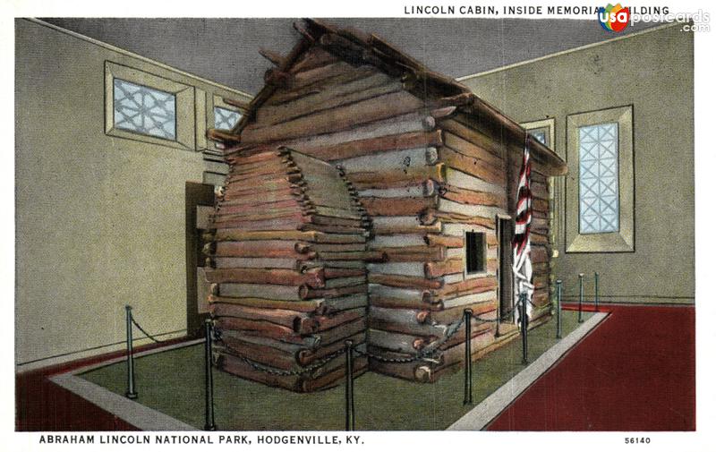 Lincoln Cabin, Inside Memorial Building, Abraham Lincoln National Park