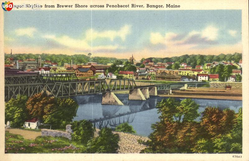 Bangor Skyline from Brewer Shore across Penobscot River