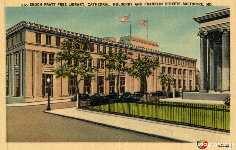 Enoch Pratt Free Library, Cathedral, Mulberry and Flanklin Streets