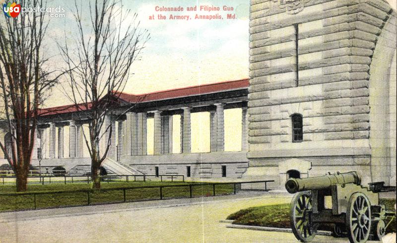 Pictures of Annapolis, Maryland, United States: Colonnade and Filipino Gun at the Armory