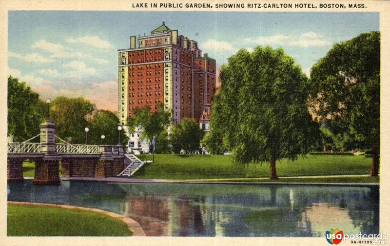 Lake in Public Garden, Showing Ritz-Carlton Hotel