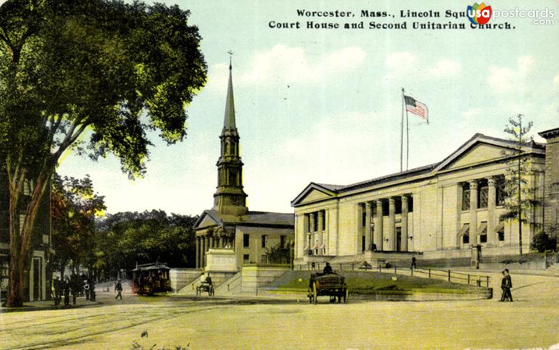 Lincoln Square. Court House and Second Unitarian Church
