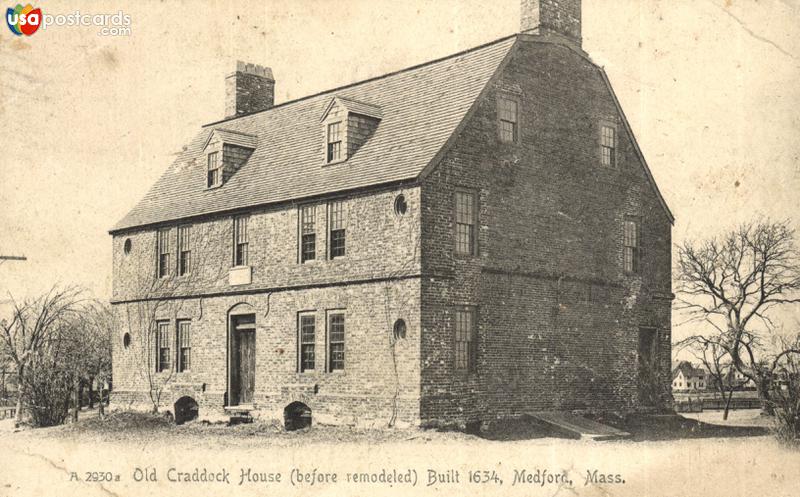 Old Craddock House (before remodeled). Built 1634