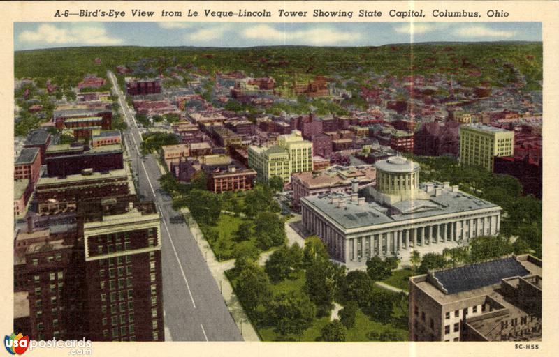 Bird´s-Eye View from Le Veque-Lincoln Tower Showing State Capitol