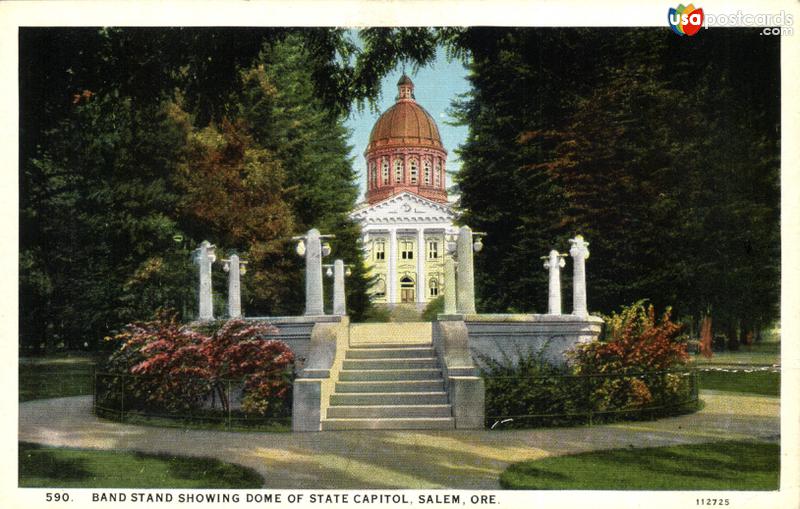 Pictures of Salem, Oregon, United States: Band Stand showing Dome of State Capitol