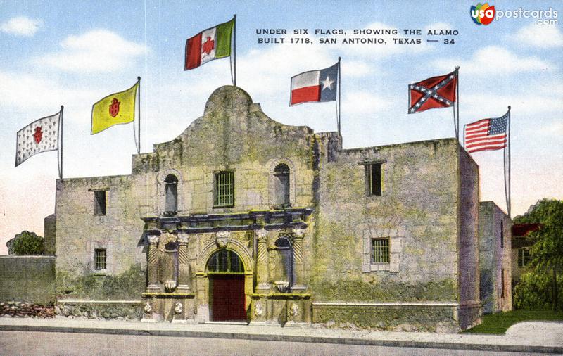 Under Six Flags, showing the Alamo, built 1718