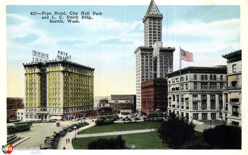 Frye Hotel, City Hall Park and L. C. Smith Bldg.