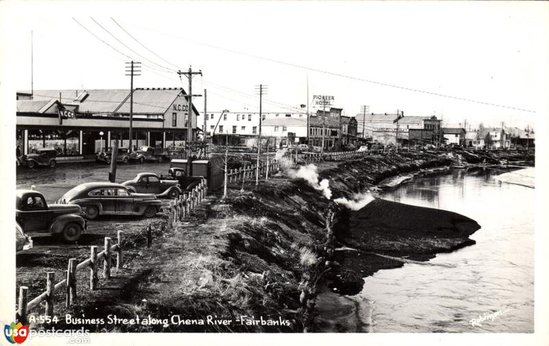 Pictures of Fairbanks, Alaska, United States: Business Street along Chena River