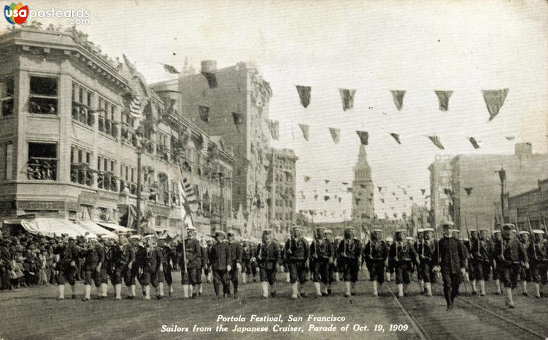 Portola Festival - Sailors from the Japanese Cruisers, parade of Oct. 19, 1909