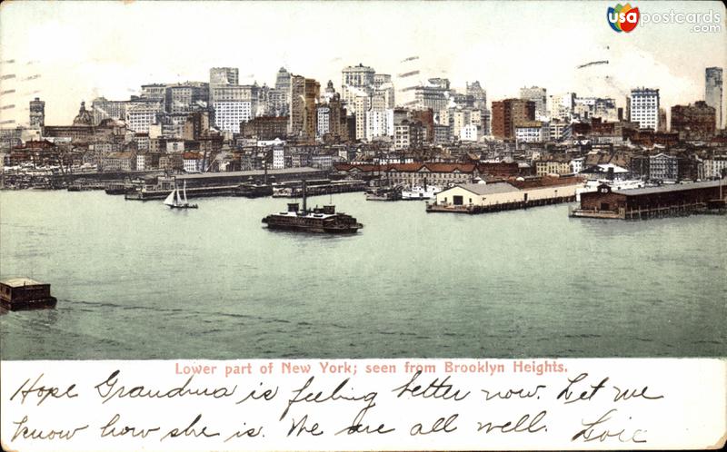 Lower part of New York City, seen from Brooklyn Heights