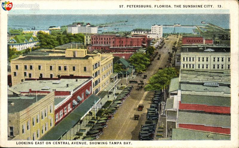 Looking East on Central Avenue, showing Tampa Bay