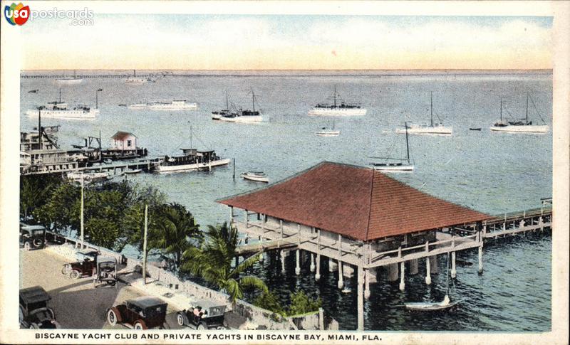 Biscayne Yach Club and private yachts in Biscayne Bay