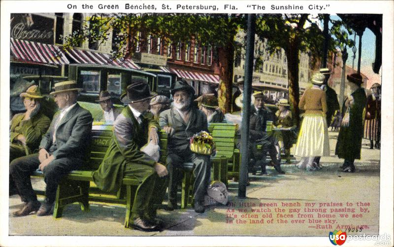 On the green benches