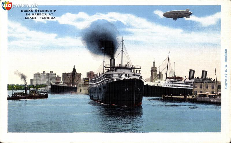 Ocean Steamship in Harbor