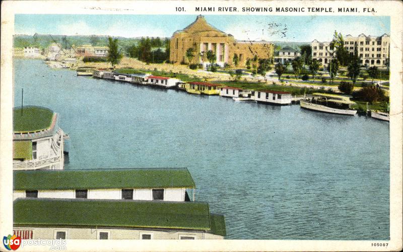 Miami River, showing Masonic Temple