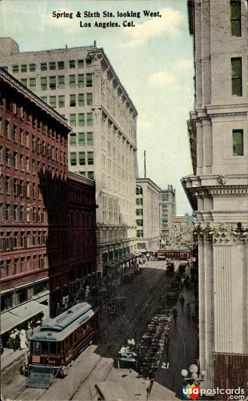 Spring & Sixth Streets, looking West