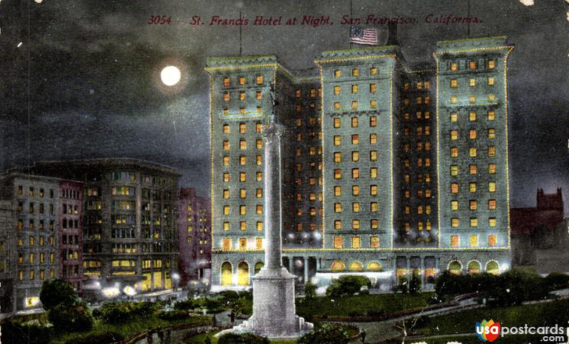 St. Francis Hotel at night
