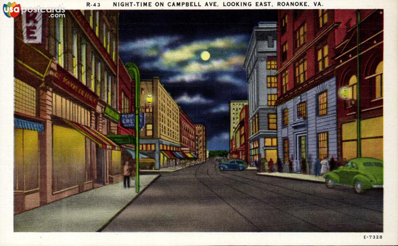 Night-time on Campbell Avenue, looking East