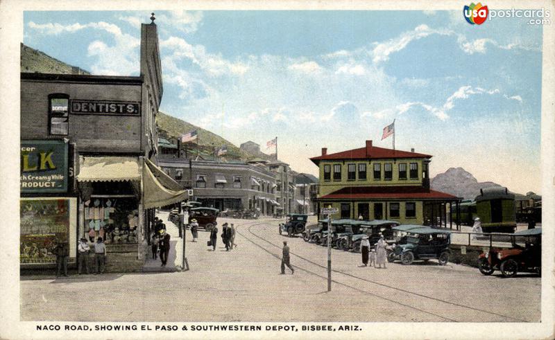 Pictures of Bisbee, Arizona, United States: Naco Road, showing El Paso & Southwest Depot