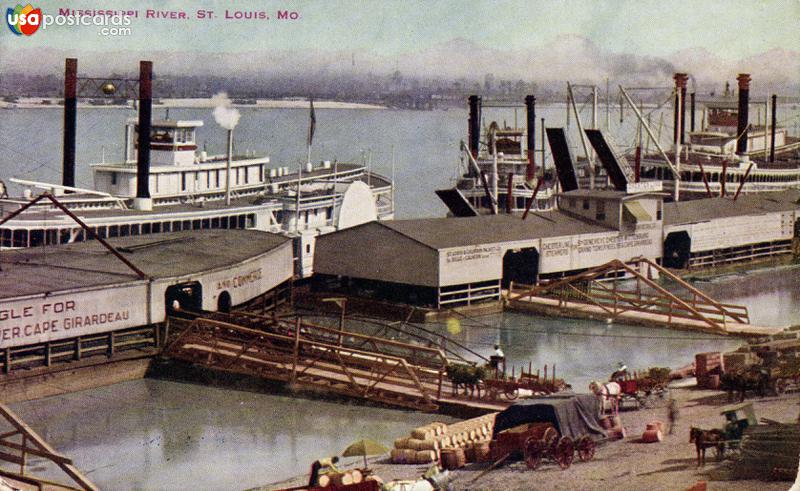 Mississippi River Steamboats at Dock