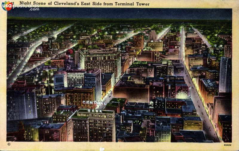 Night scene of Cleveland´s East Side, from Terminal Tower