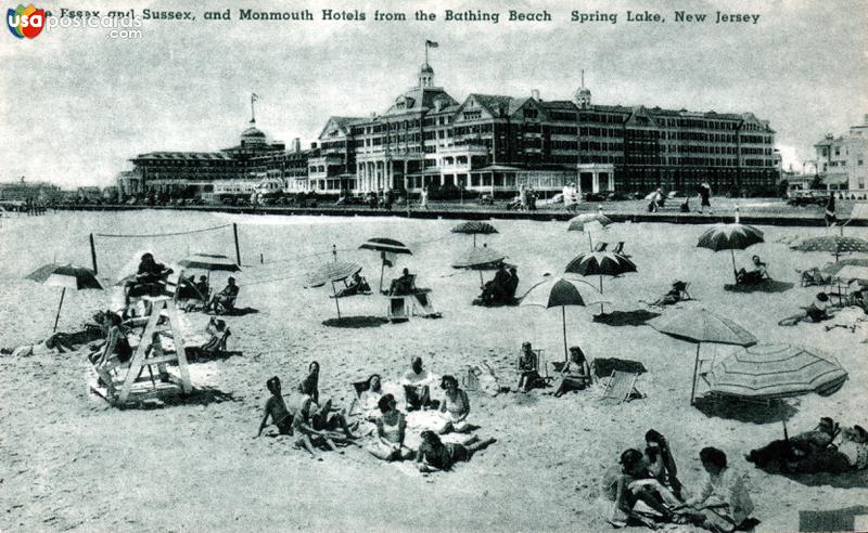 The Essex and Sussex, and Monmouth Hotels from the Bathing Beach