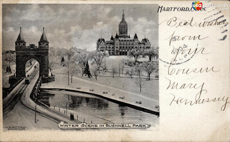 Winter scene in Bushnell Park