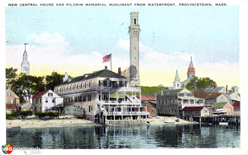 New Central House and Pilgrim Memorial Monument, from Waterfront