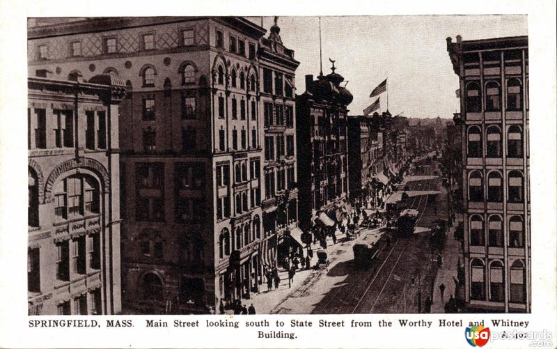 Main Street, looking South to State Street from Worthy Hotel and Whitney Building