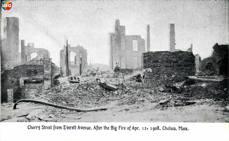 Pictures of Chelsea, Massachusetts, United States: Cherry Street from Averett Avenue, after the Big Fire of April 12, 1908