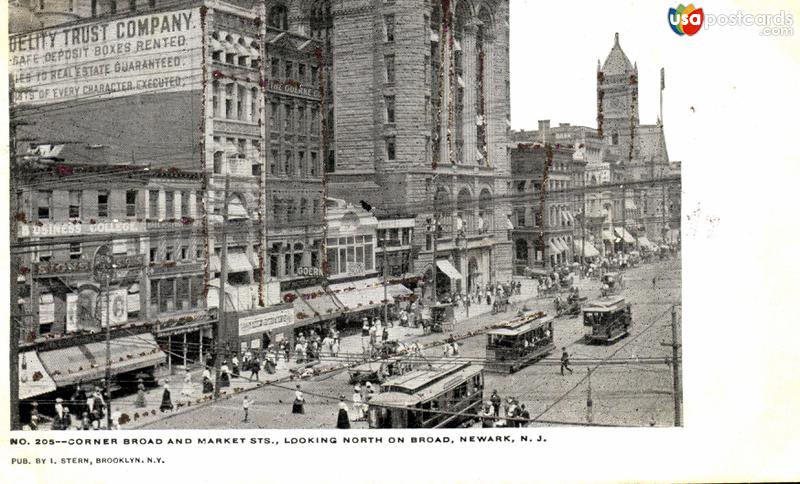 Corner of Broad and Market Streets, looking North on Broad