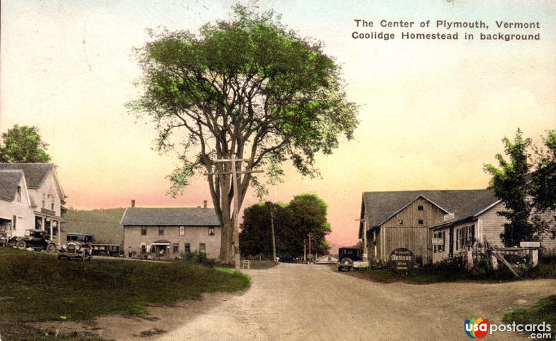 The Center of Plymouth, Coolidge Homestead in background