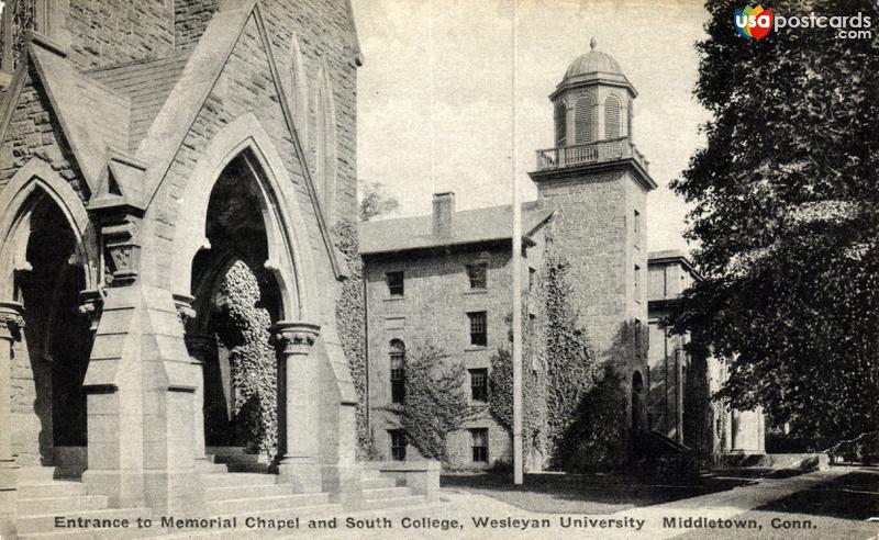 Entrance to Memorial Chapel and South College, Wesleyan University
