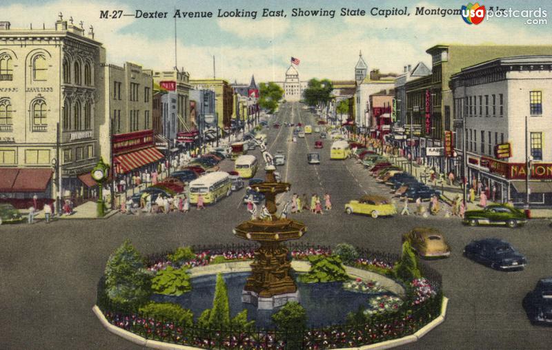 Pictures of Montgomery, Alabama, United States: Dexter Avenue Looking East, Showing State Capitol