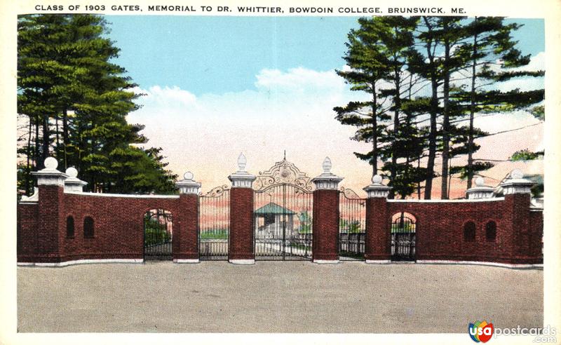Class of 1903 Gates, Memorial to Dr. Whittier, Bowdoin College