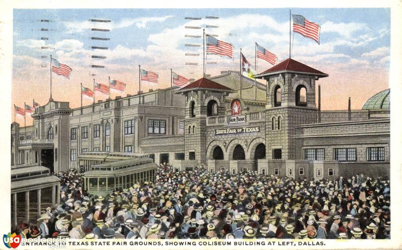 Pictures of Dallas, Texas, United States: Entrance to Texas State Fair Grounds showing Coliseum Building at Left