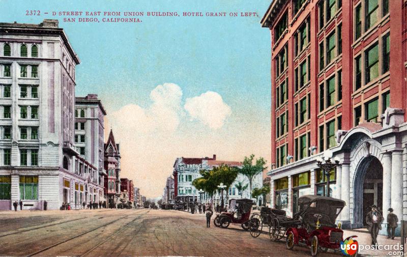 D Street from Union Building, Hotel Grant on Left